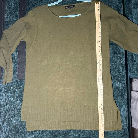Banana Republic Long Sleeves Medium Pullover Sweater Army Green Scoop Neck - Picture 4 of 7